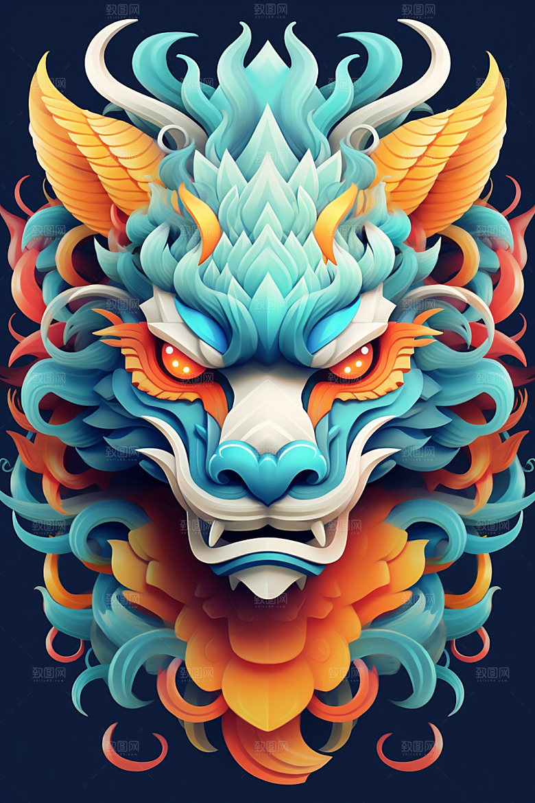 立体龙头喜庆3D效果图