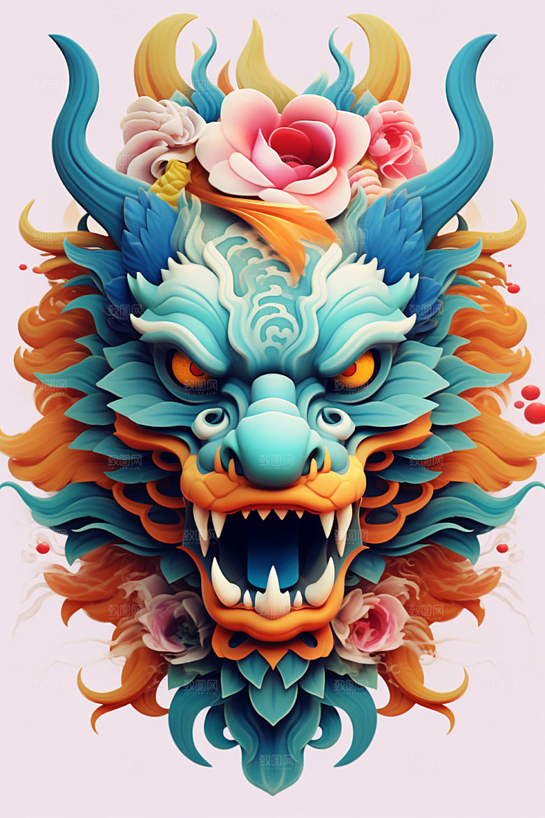 立体龙头龙年新年效果图