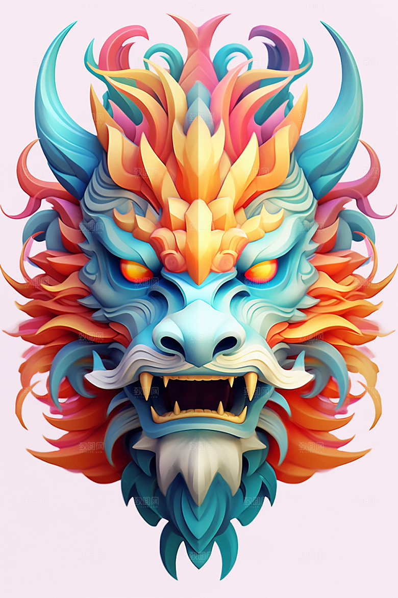 立体龙头生肖龙新年效果图