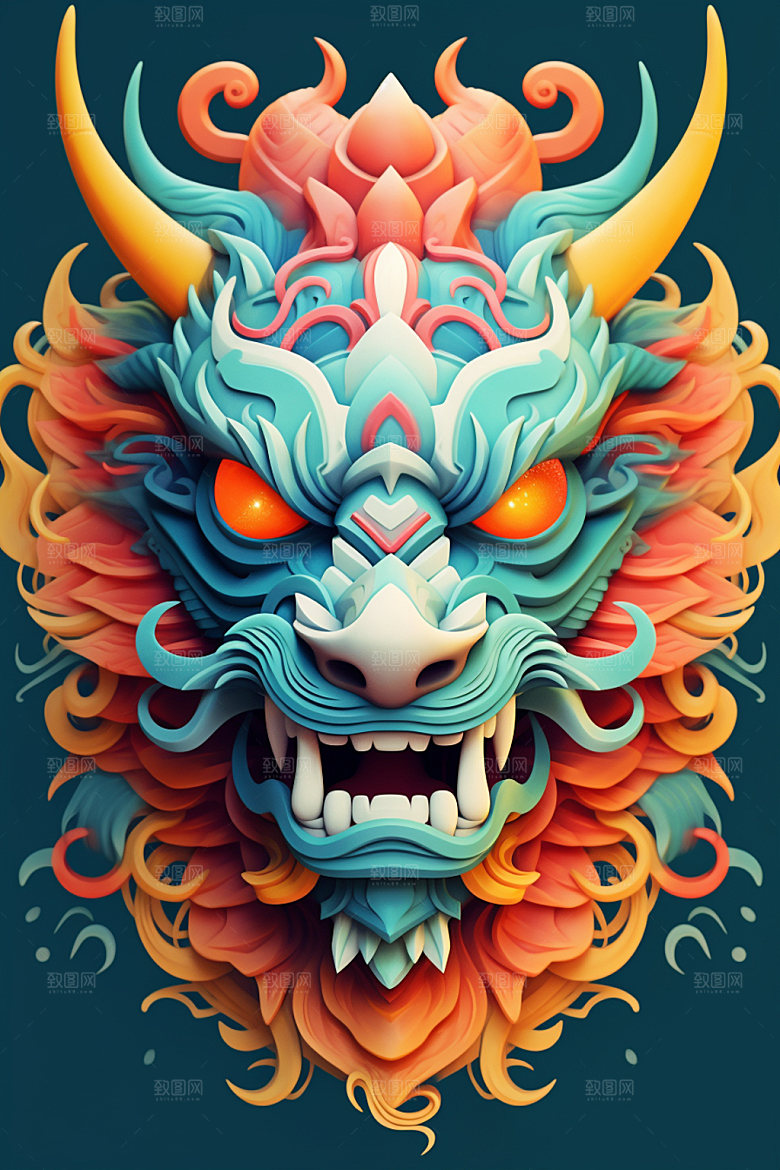 立体龙头新年生肖龙效果图