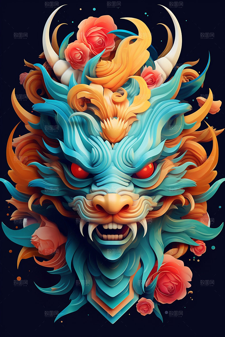 立体龙头新年生肖龙效果图
