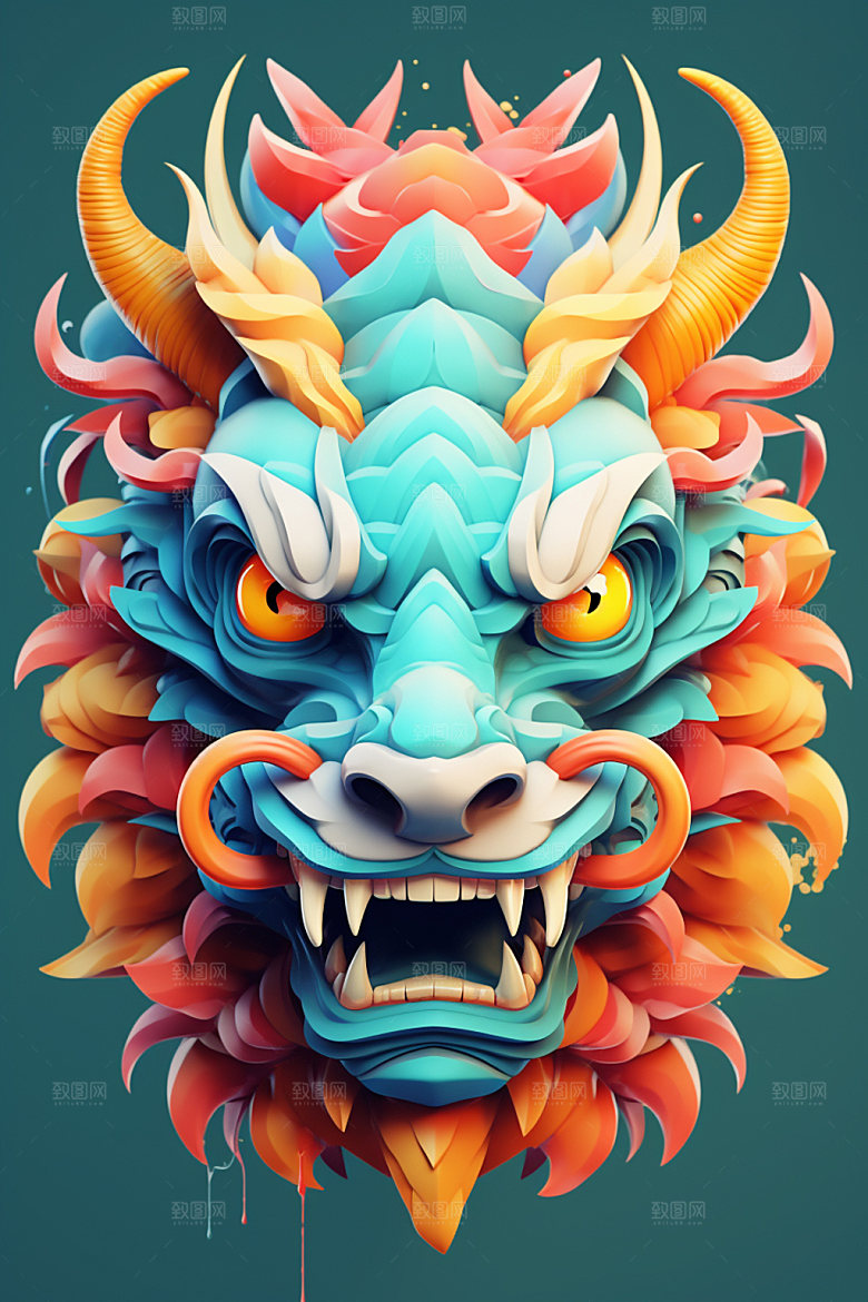立体龙头3D龙年效果图