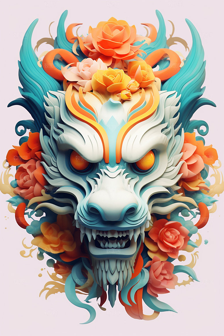 立体龙头新年3D效果图