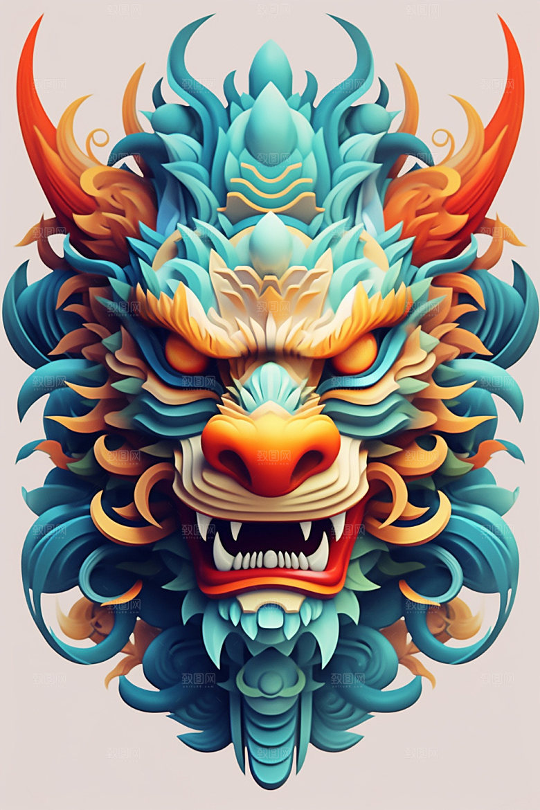 立体龙头生肖龙新年效果图