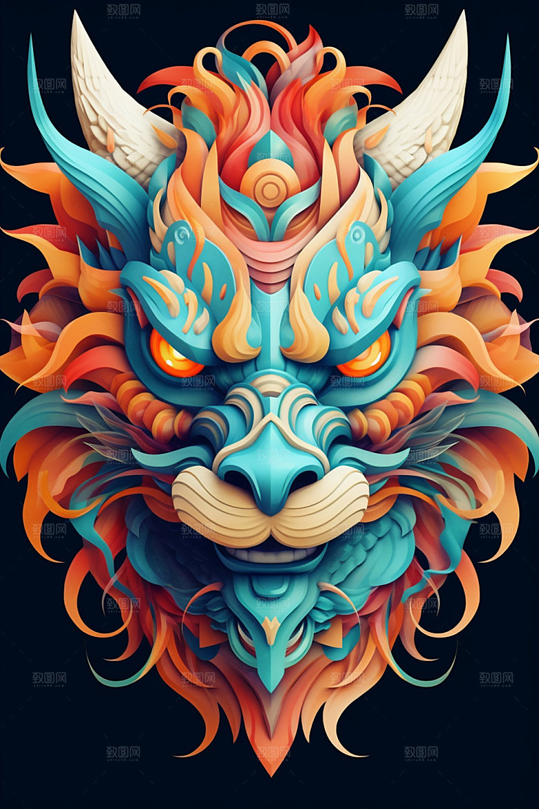 立体龙头龙年新年效果图