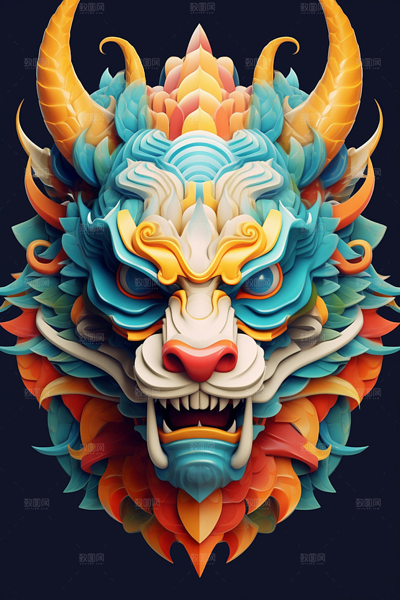 立体龙头十二生肖3D效果图