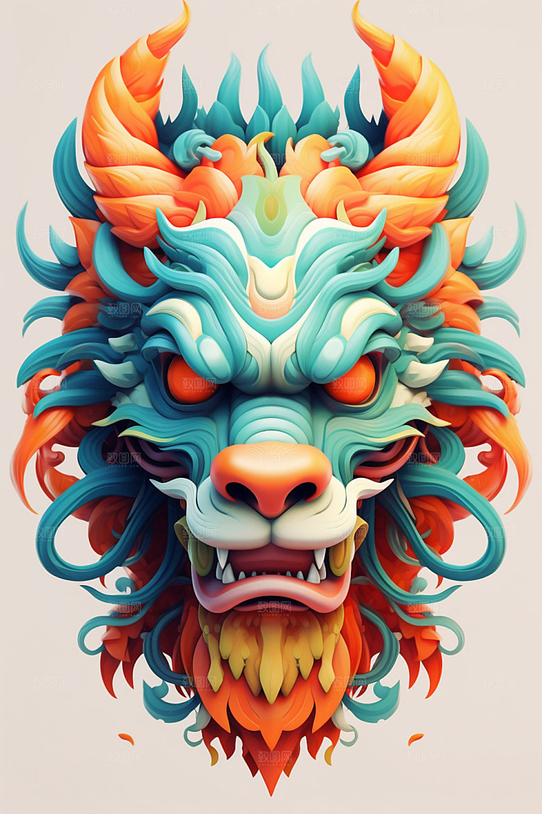 立体龙头十二生肖新年效果图