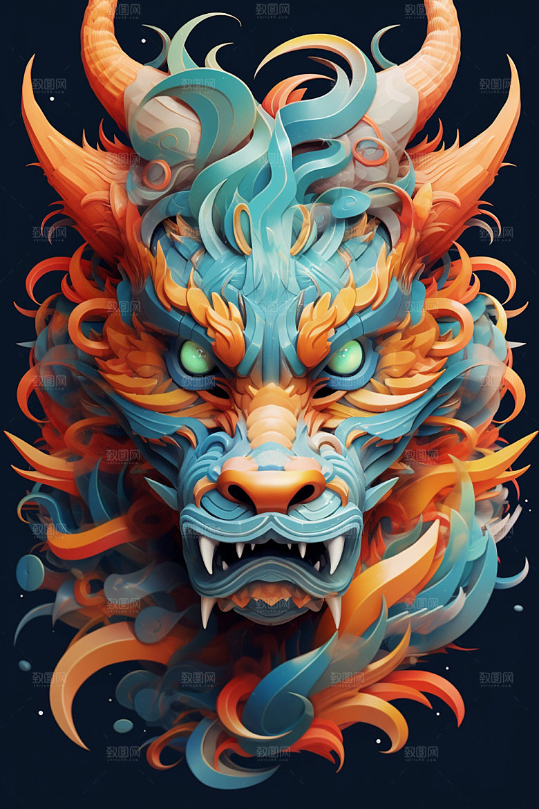 立体龙头春节3D效果图
