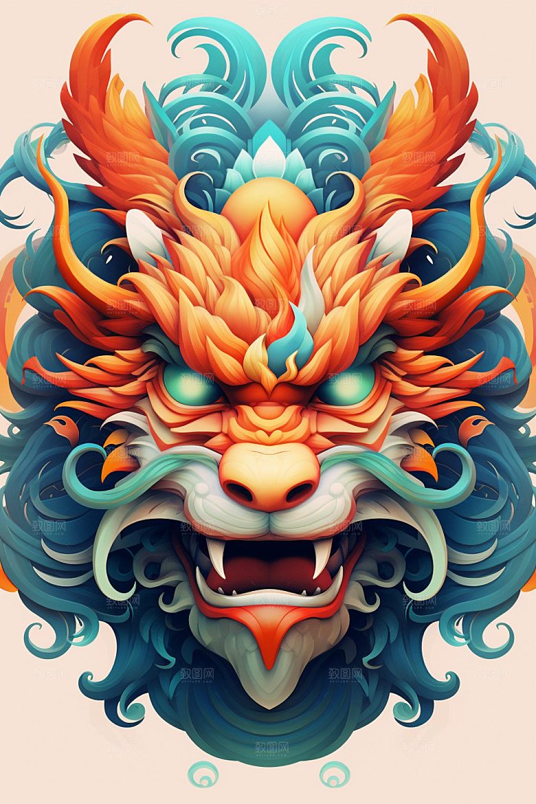 立体龙头春节彩色效果图