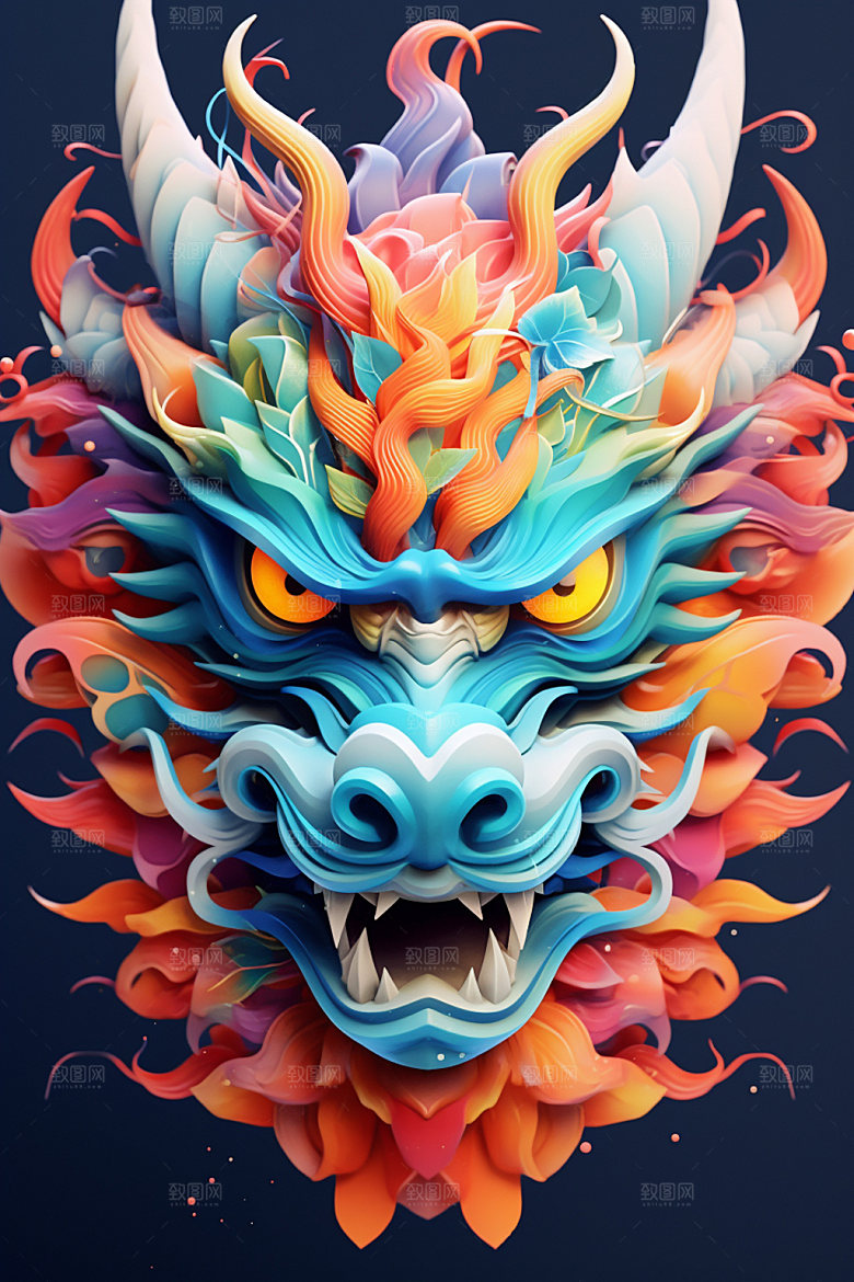 立体龙头十二生肖3D效果图