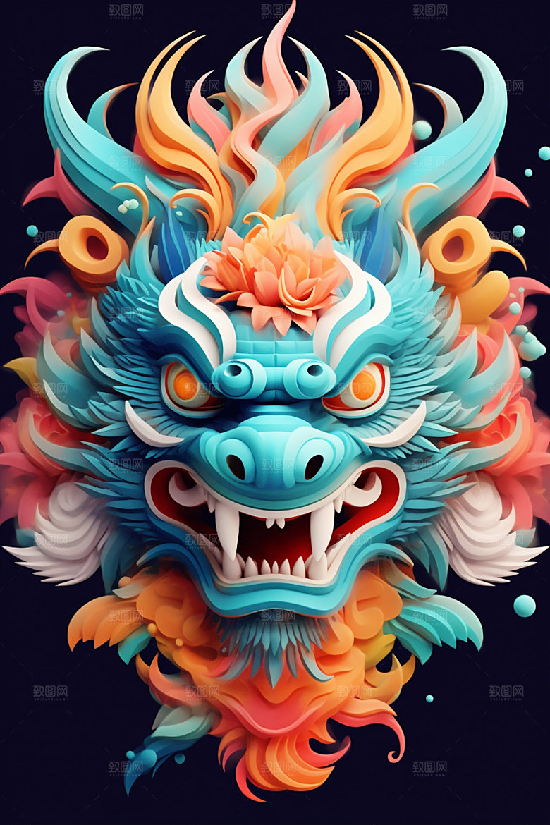 立体龙头春节3D效果图