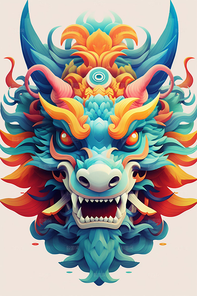 立体龙头彩色3D效果图