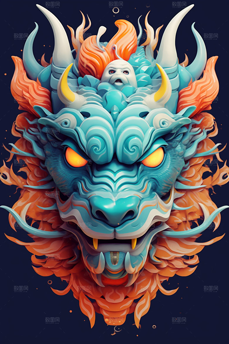 立体龙头十二生肖龙年效果图