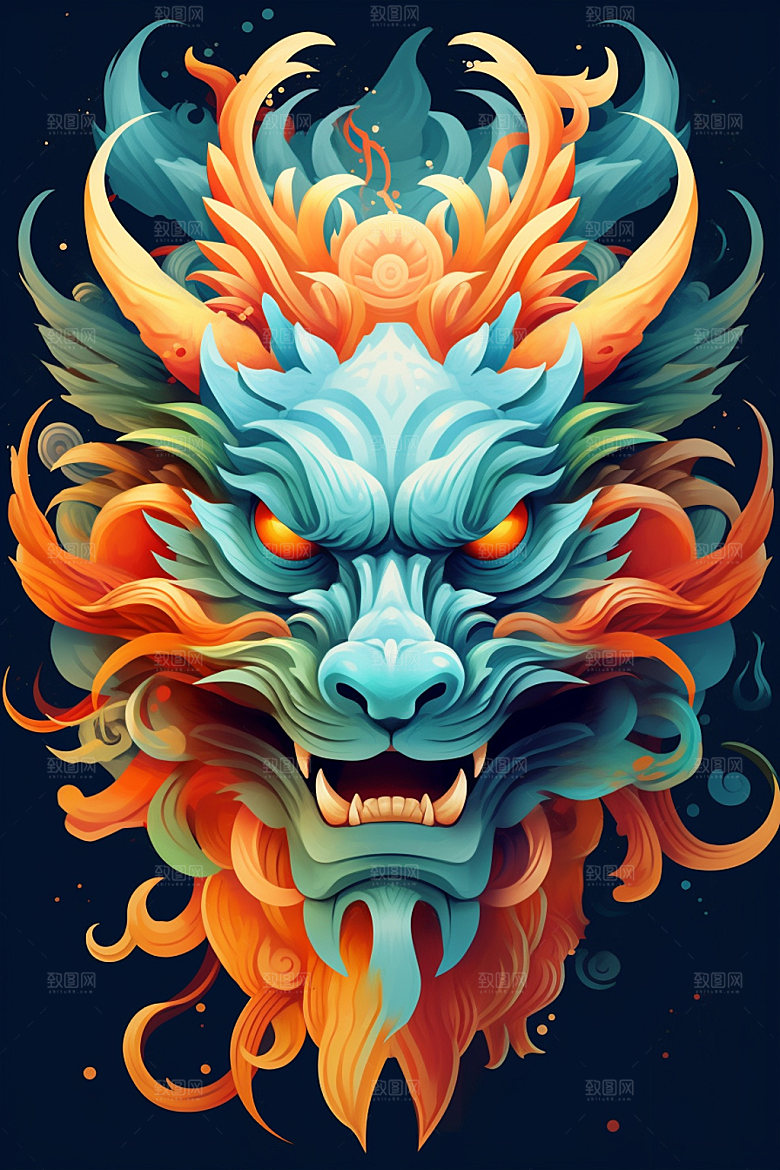 立体龙头春节新年效果图