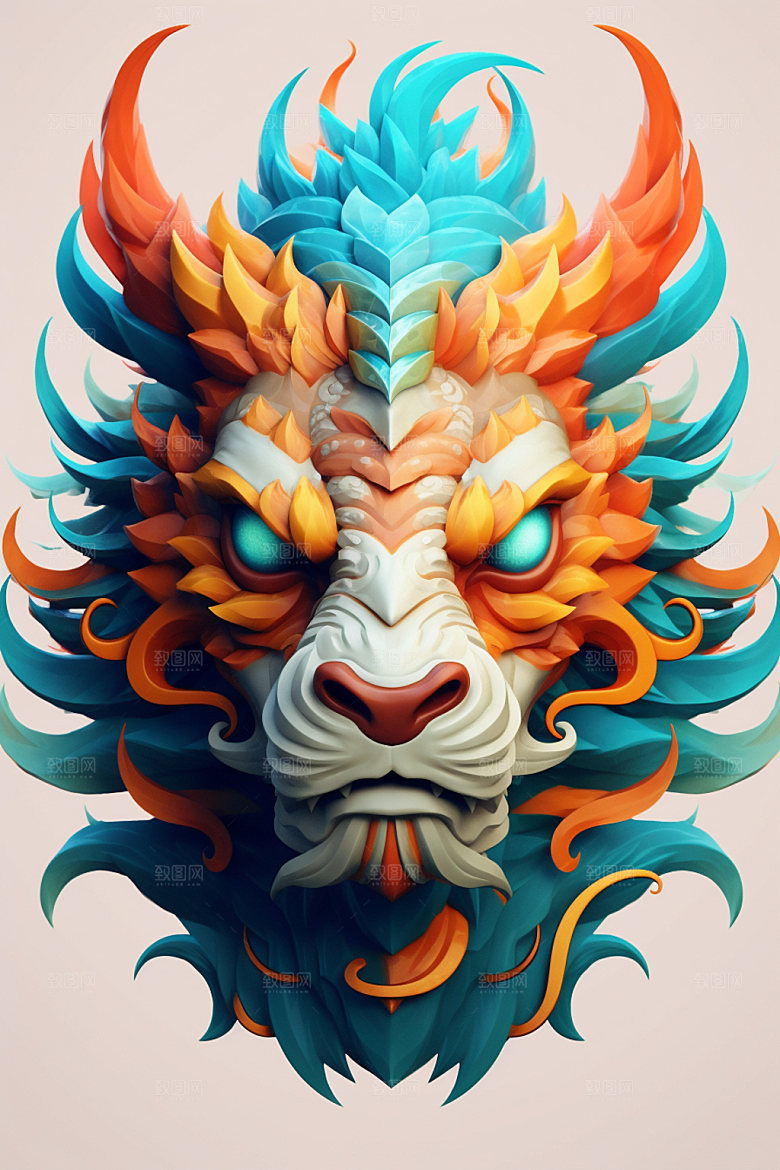 立体龙头龙年3D效果图