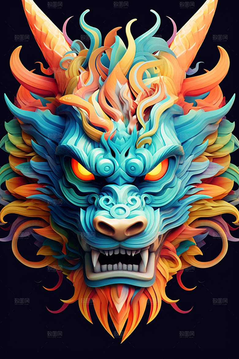 立体龙头龙年3D效果图