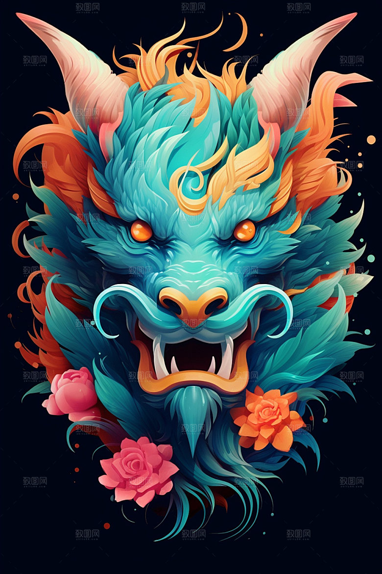 立体龙头生肖龙新年效果图