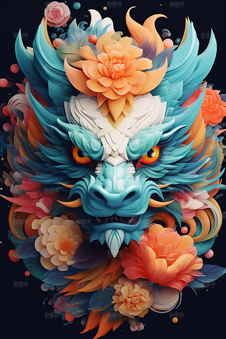 立体龙头3D十二生肖效果图