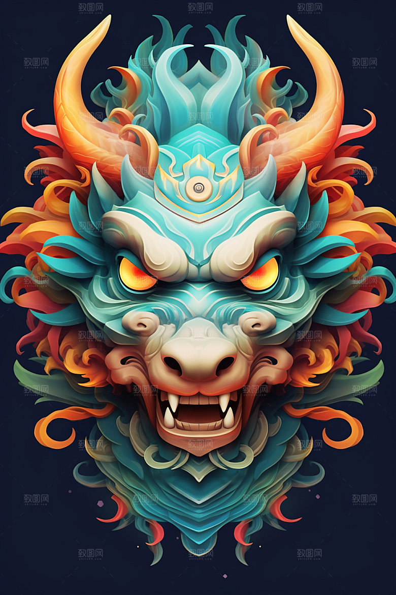 立体龙头十二生肖新年效果图