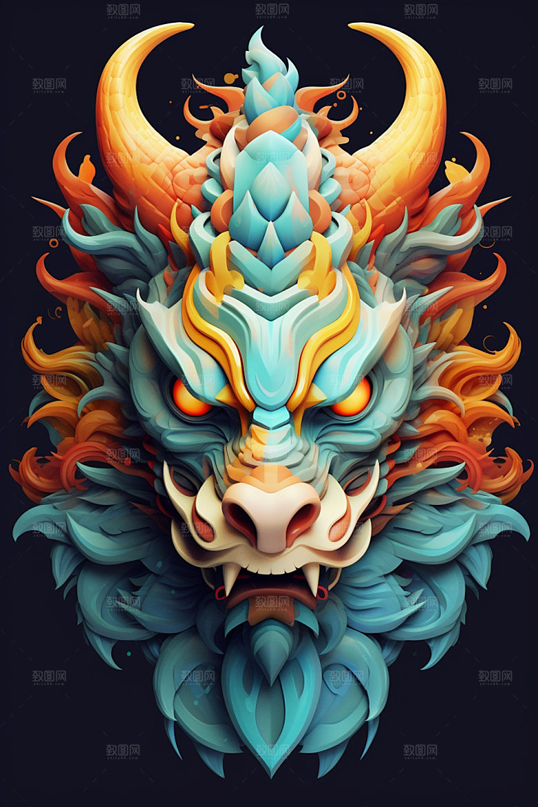 立体龙头3D彩色效果图