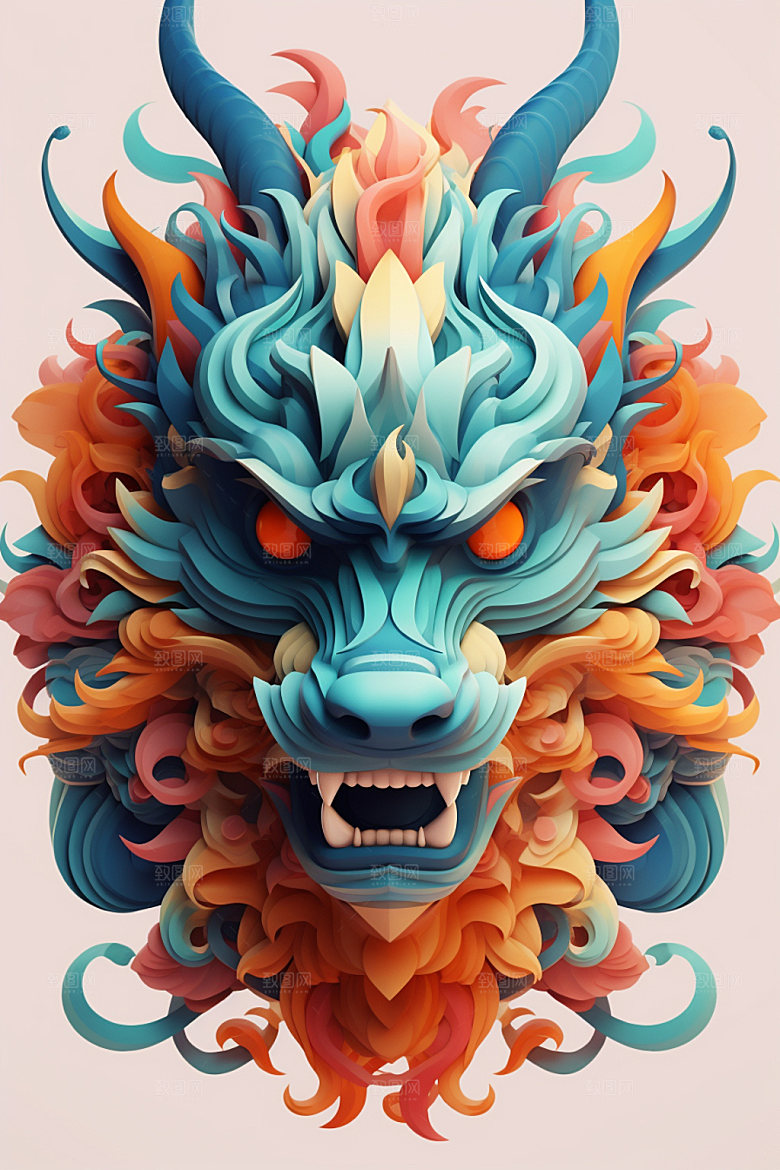 立体龙头十二生肖喜庆效果图