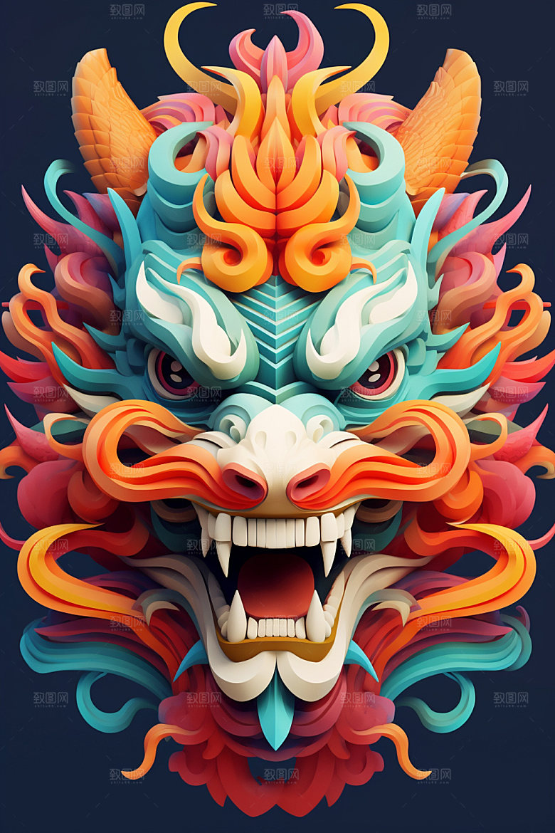 立体龙头生肖龙新年效果图