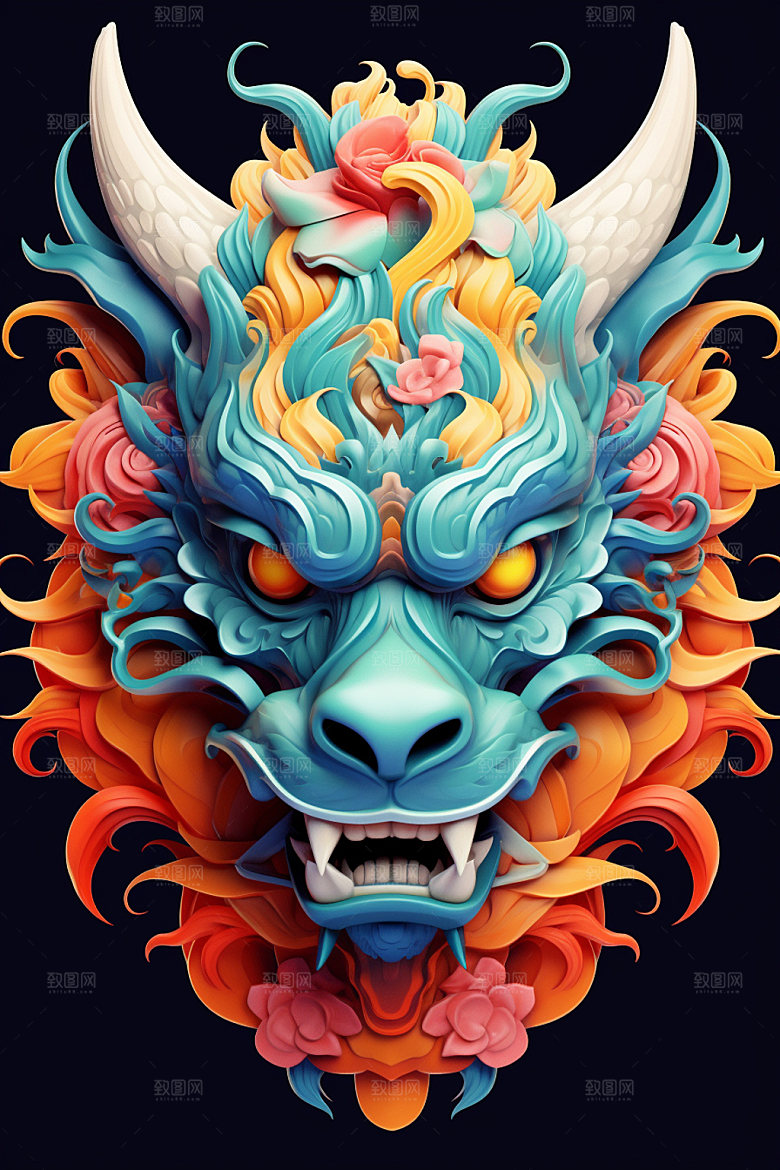 立体龙头新年十二生肖效果图