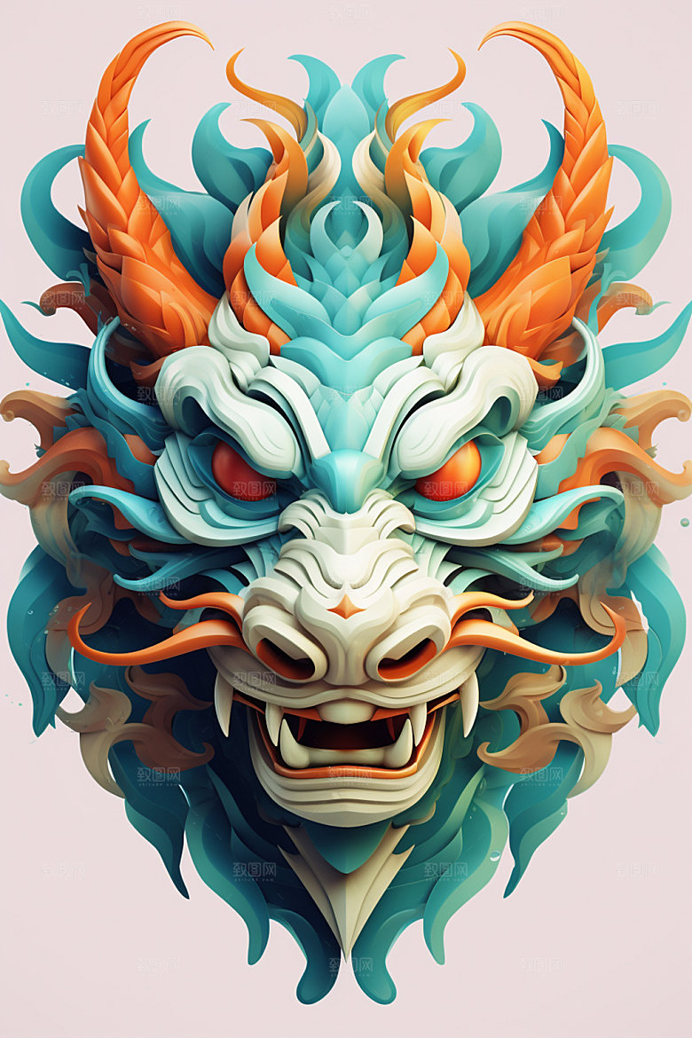 立体龙头3D春节效果图