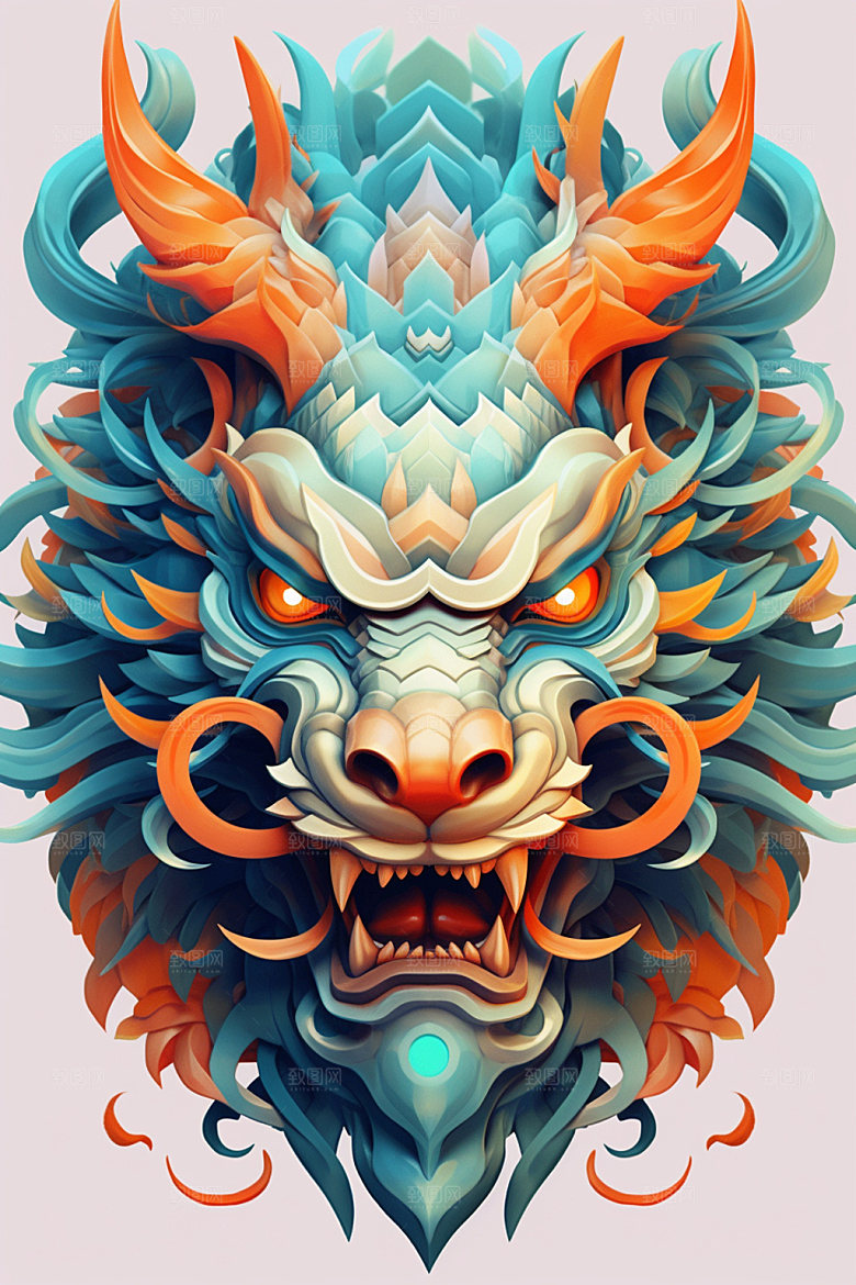 立体龙头新年3D效果图