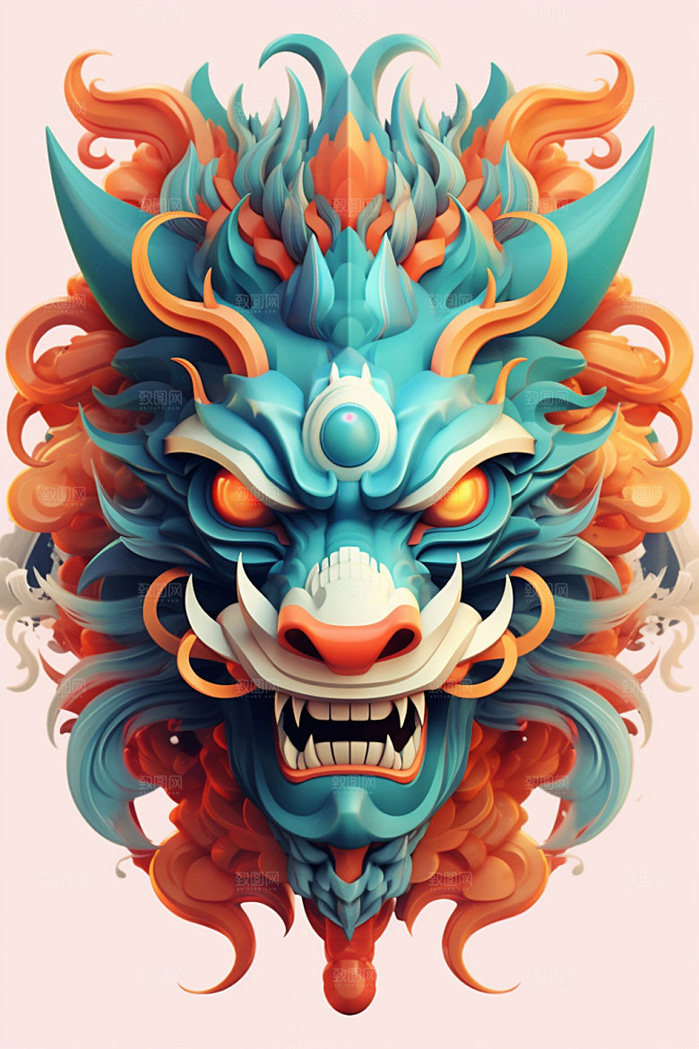 立体龙头3D龙年效果图