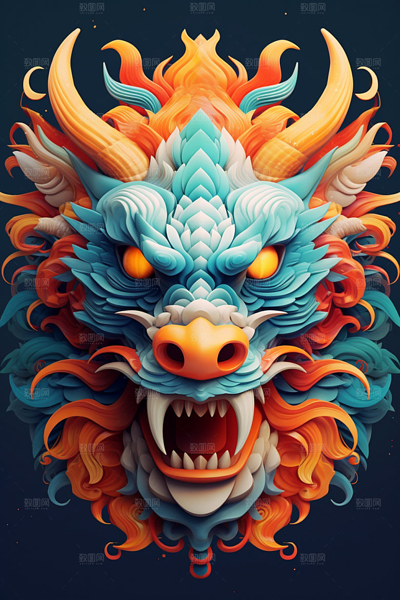 立体龙头喜庆龙年效果图