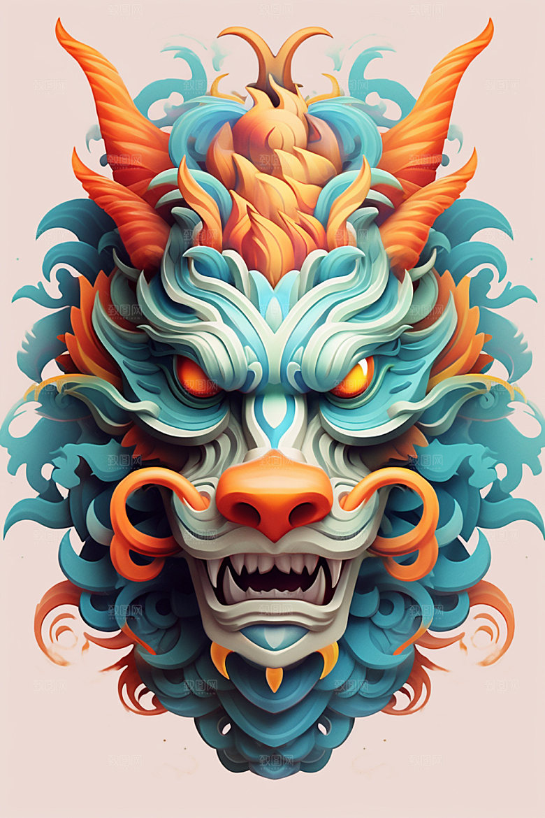 立体龙头龙年新年效果图