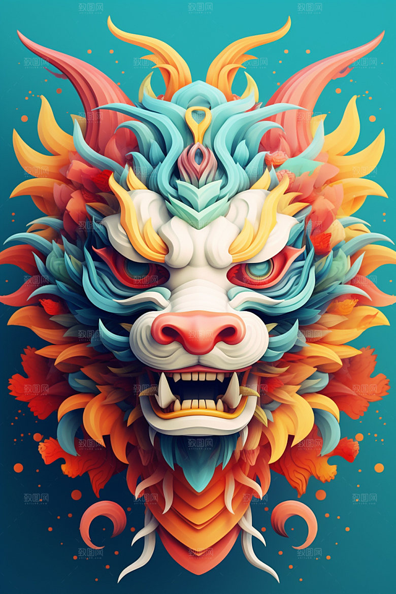 立体龙头3D龙年效果图