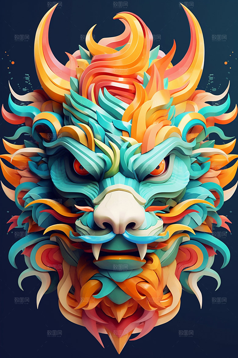 立体龙头3D春节效果图
