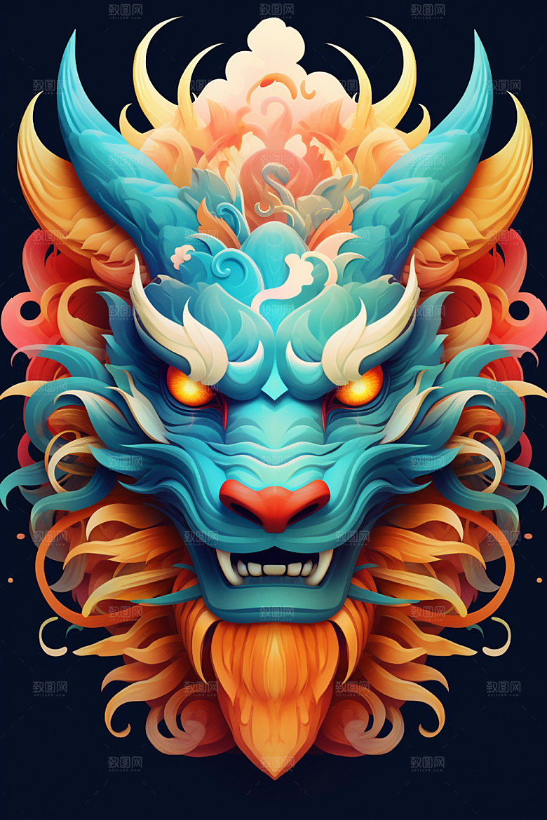 立体龙头龙年新年效果图