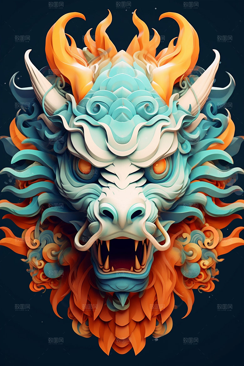 立体龙头彩色3D效果图