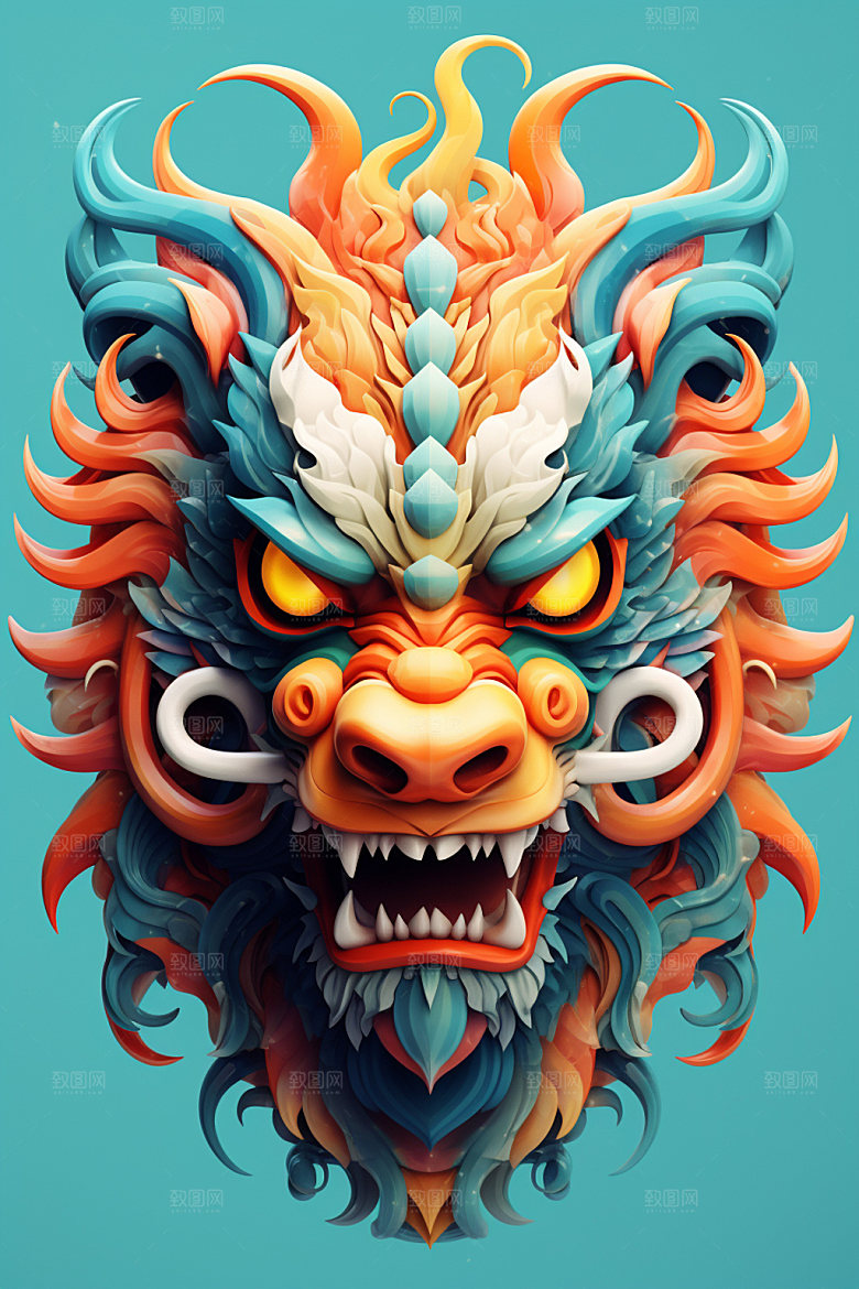 立体龙头3D生肖龙效果图