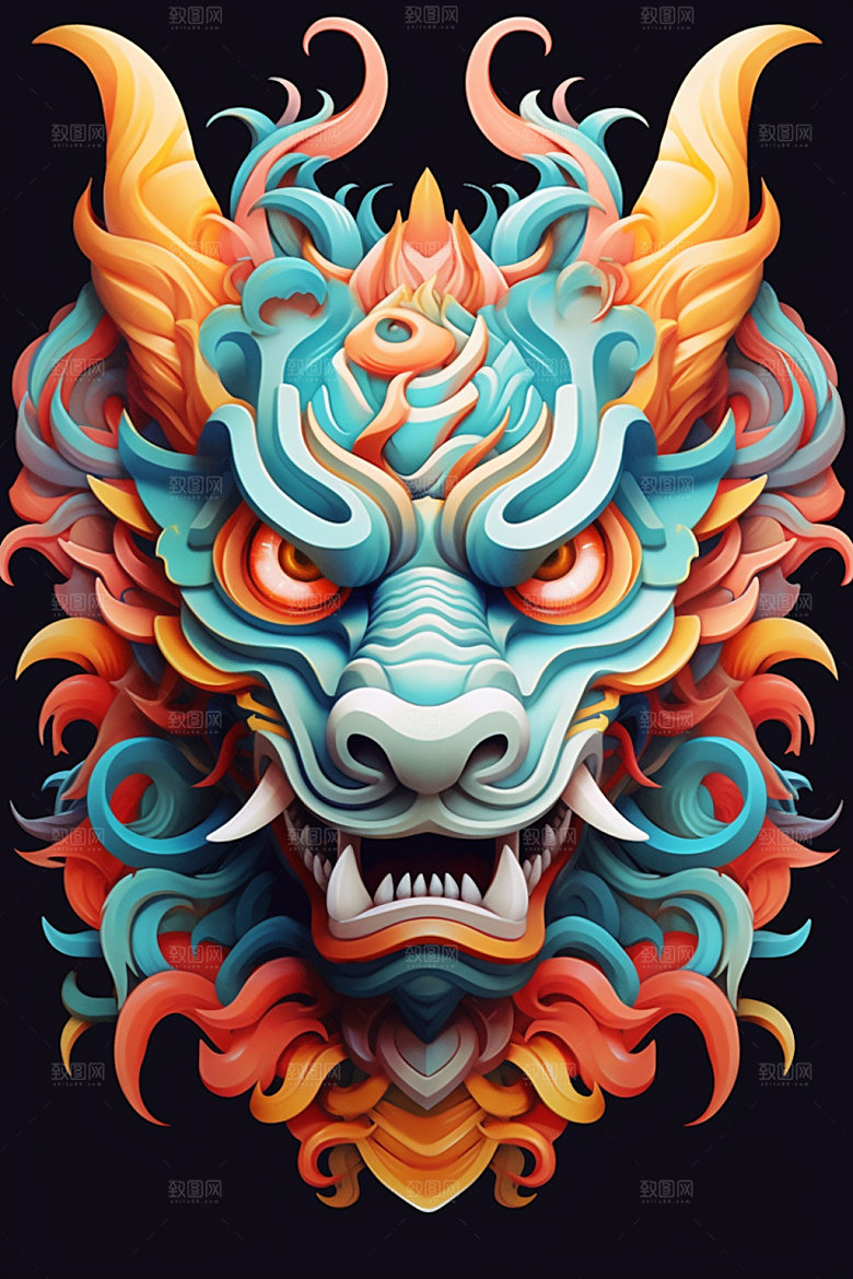 立体龙头生肖龙春节效果图