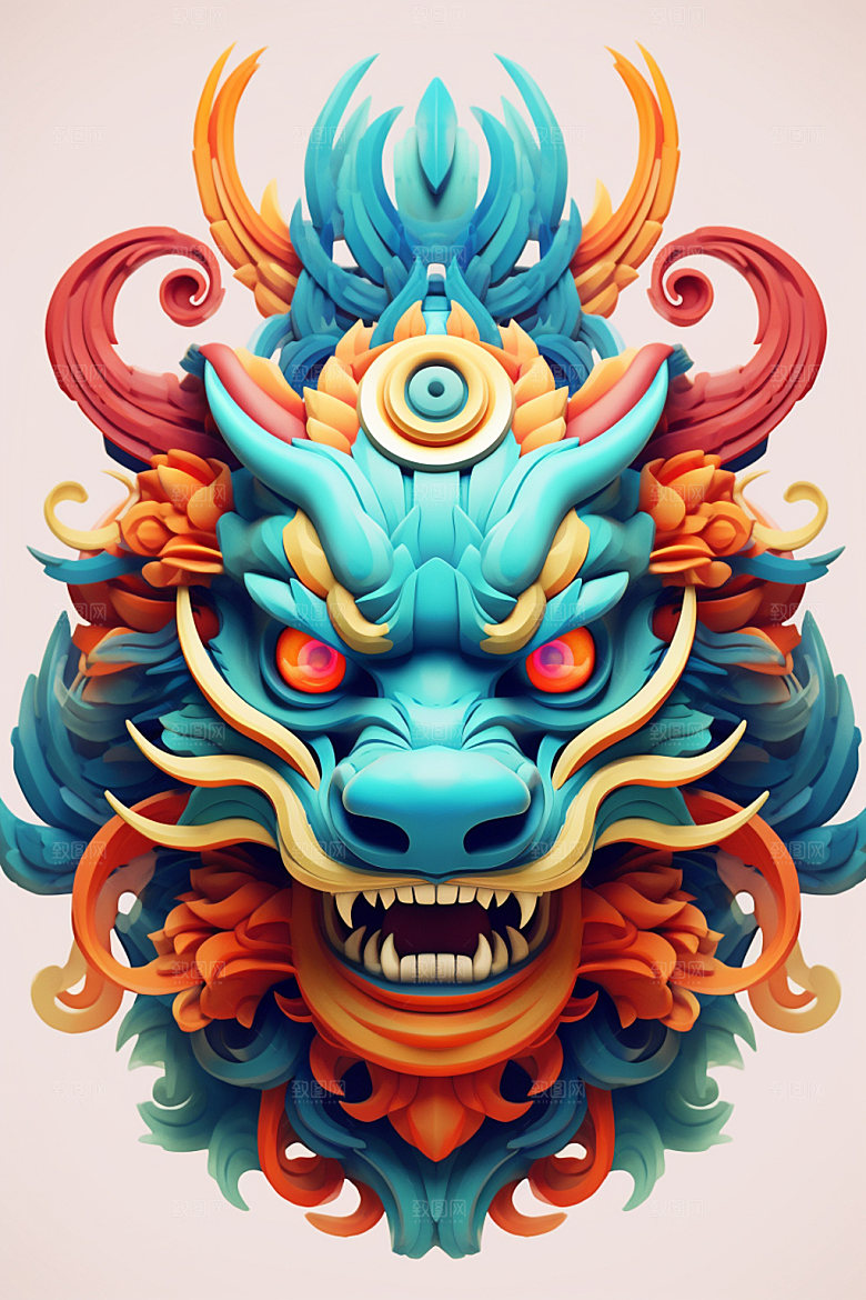 立体龙头龙年十二生肖效果图