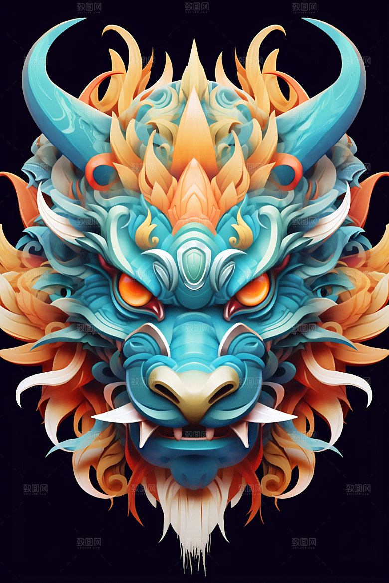 立体龙头3D春节效果图