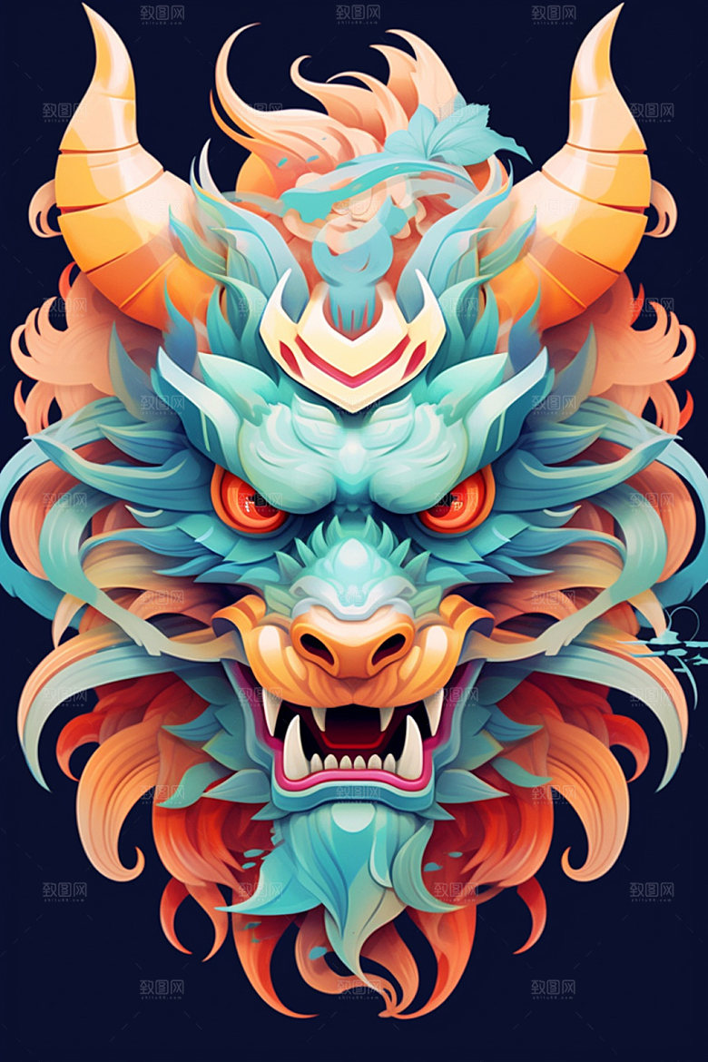 立体龙头喜庆新年效果图