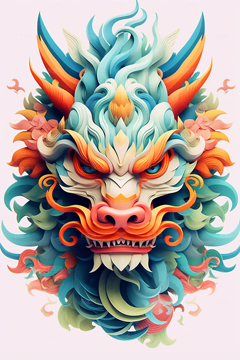 立体龙头生肖龙龙年效果图
