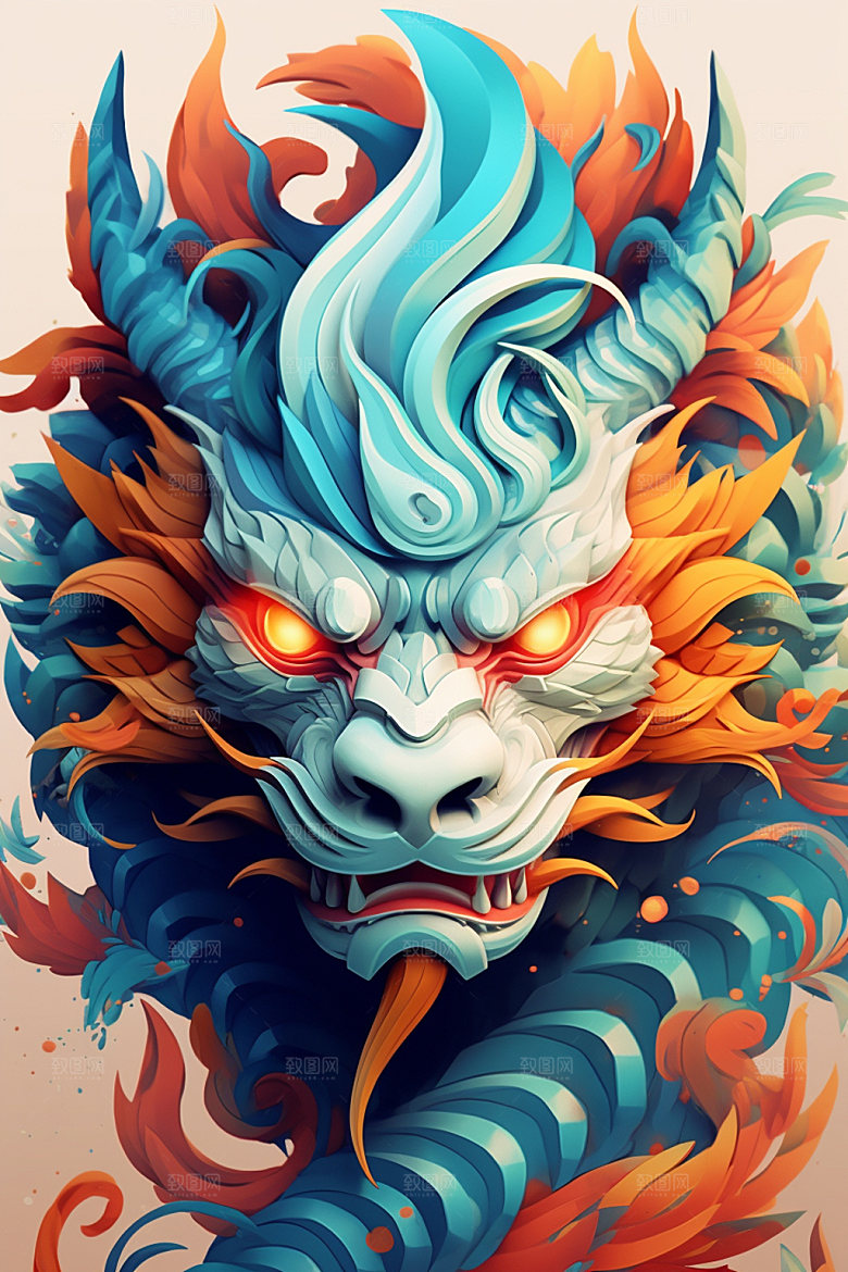 立体龙头新年喜庆效果图