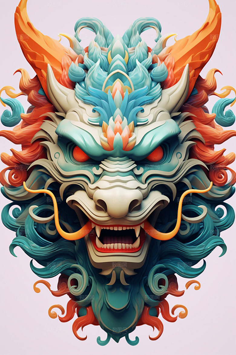 立体龙头生肖龙喜庆效果图