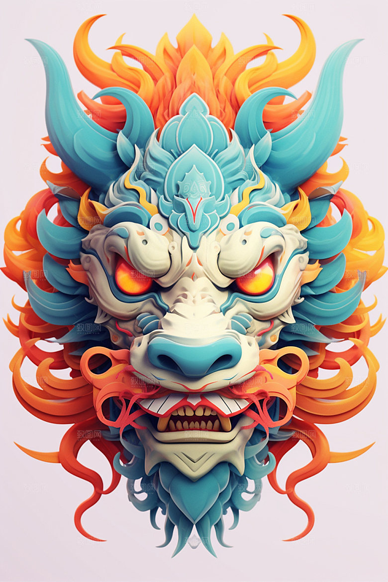 立体龙头新年龙年效果图