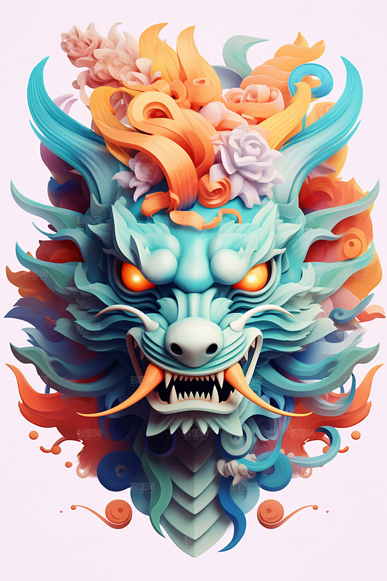 立体龙头新年龙年效果图