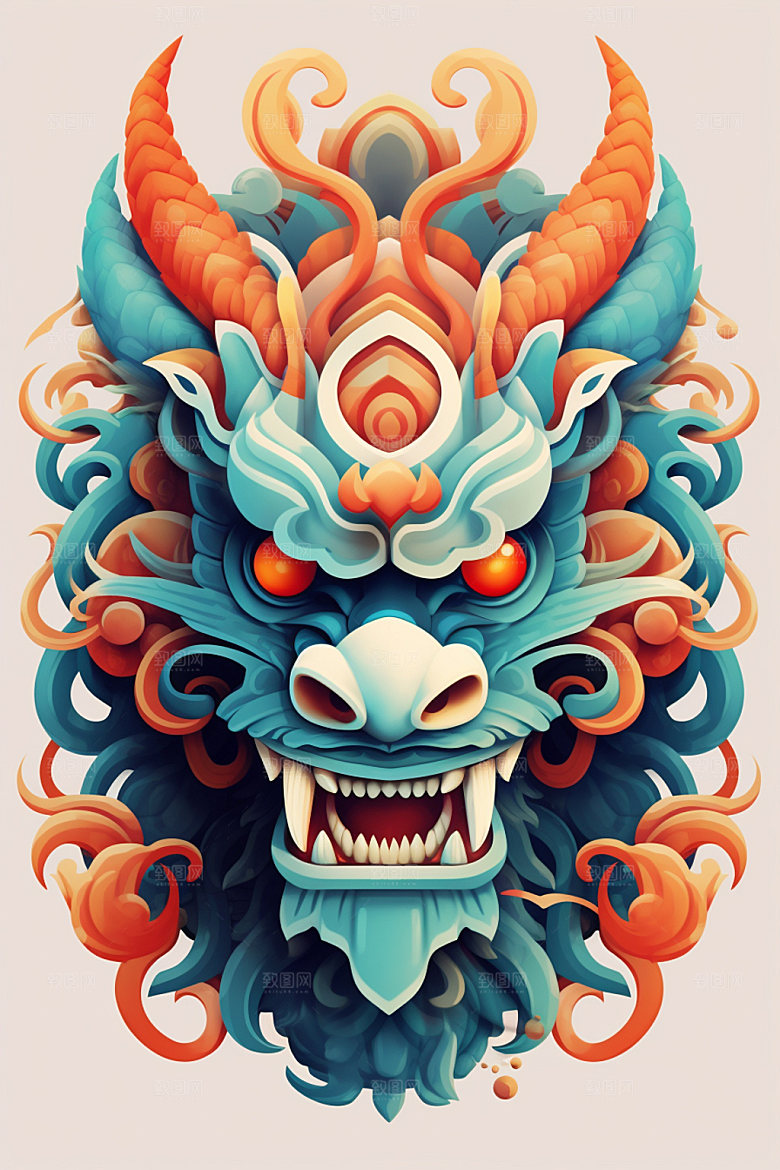 立体龙头喜庆新年效果图