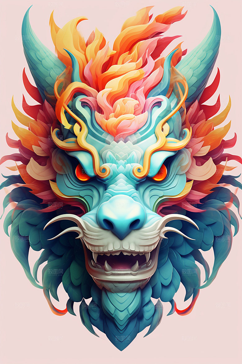 立体龙头3D喜庆效果图