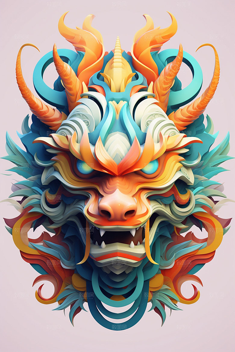 立体龙头龙年3D效果图