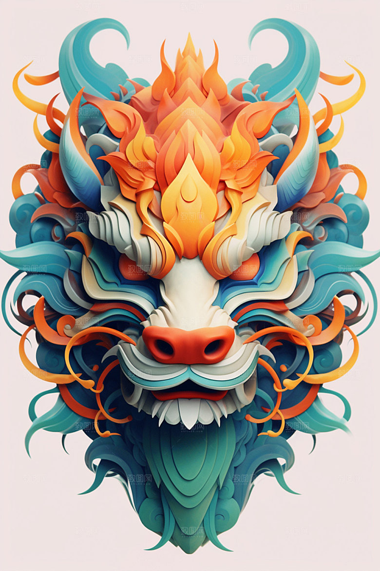立体龙头喜庆3D效果图